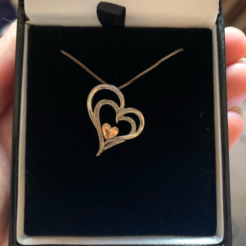 Zales I AM LOVED Heart Diamond Necklace 14K 925